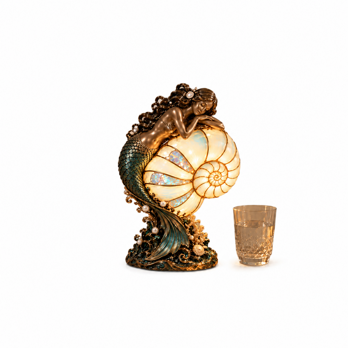 🧜♀️ Mermaid’s Nautilus Stained Glass Lamp | An Enchanting Ocean Glow 🌊✨