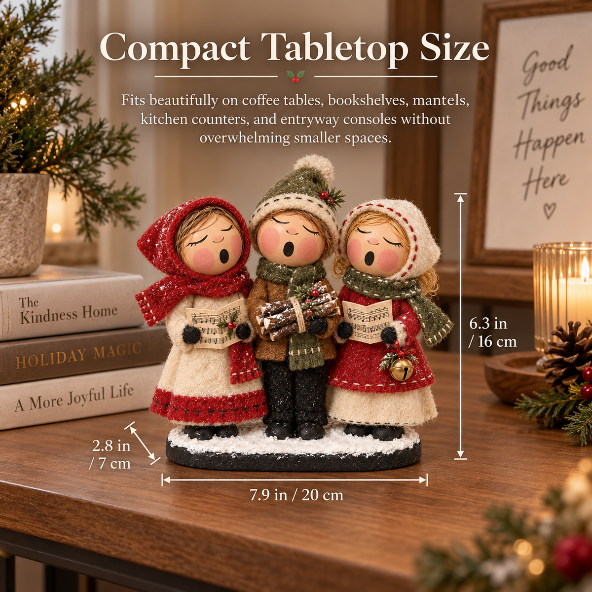 🎶🎄 Christmas Caroling Trio – Vintage Farmhouse Tabletop Decor