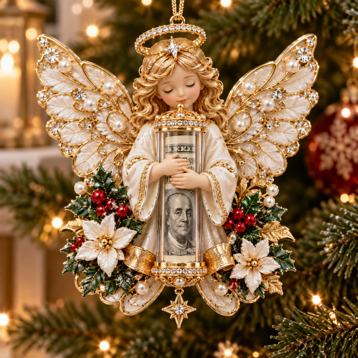 🎁 A Little Christmas Blessing™ | Angel Cash Holder Ornament 👼