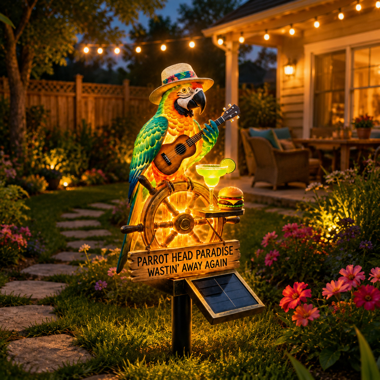 🔥Summer Hot Sale 49% OFF🌴Solar-Powered Parrot Head Paradise Garden Light “Wastin' Away Again”
