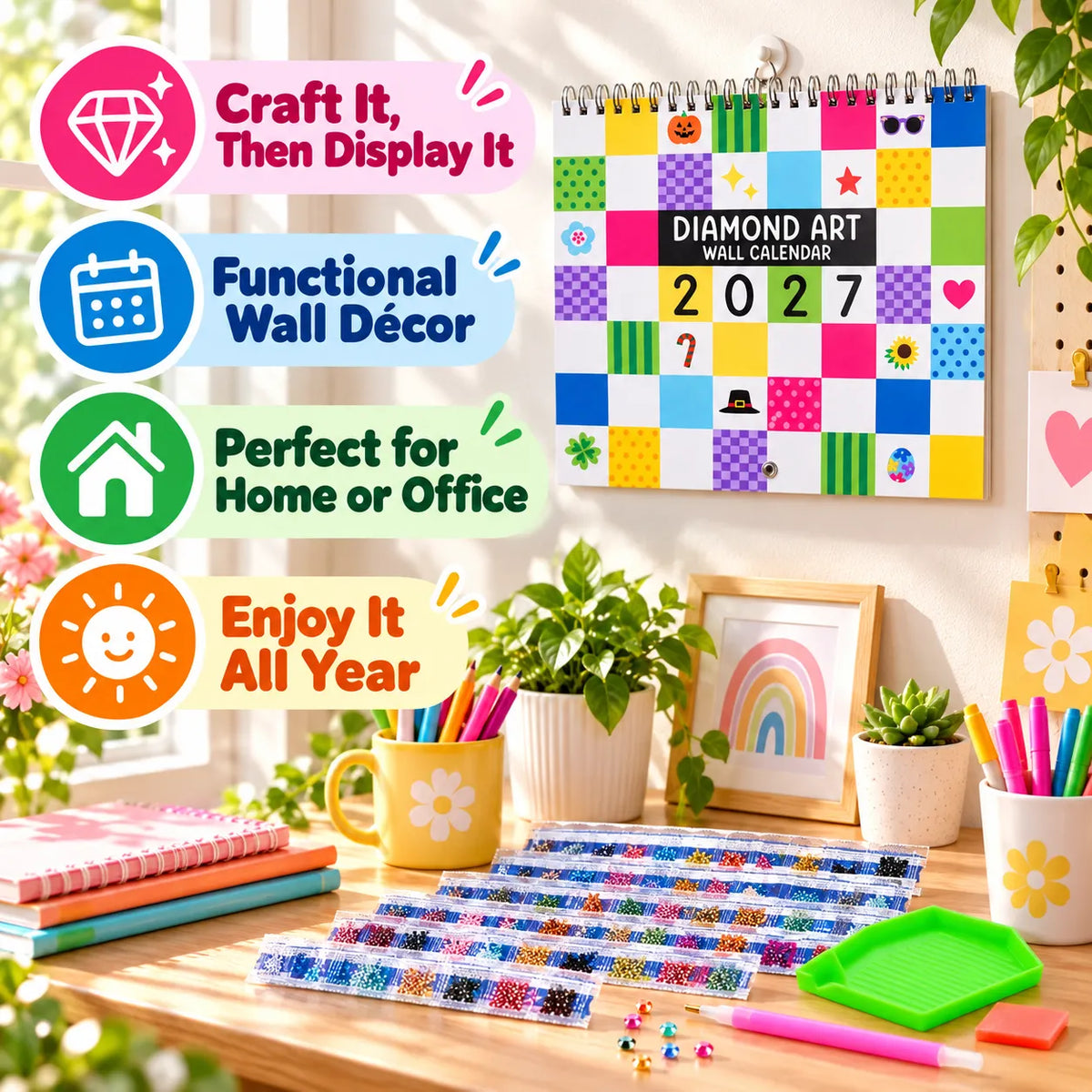 💎✨ 2027 Diamond Art Calendar Kit – 12 Months of Sparkling Creativity