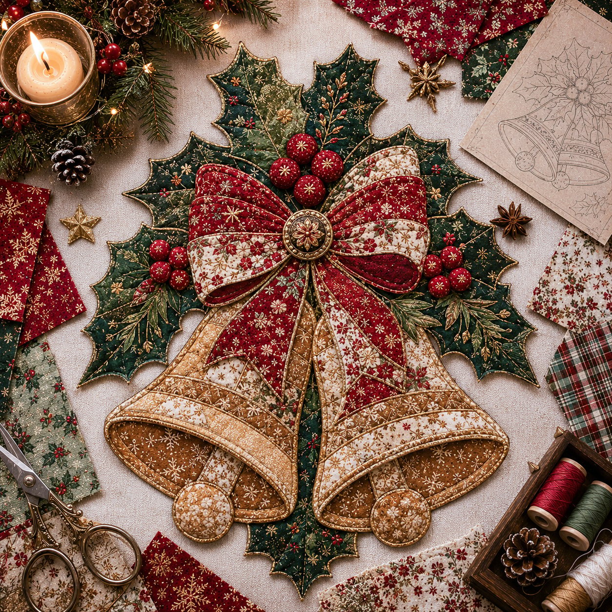🔥🎅🎄 Christmas Patchwork Fabric DIY Decor Kit – Beautiful Handmade Décor, No Experience Needed