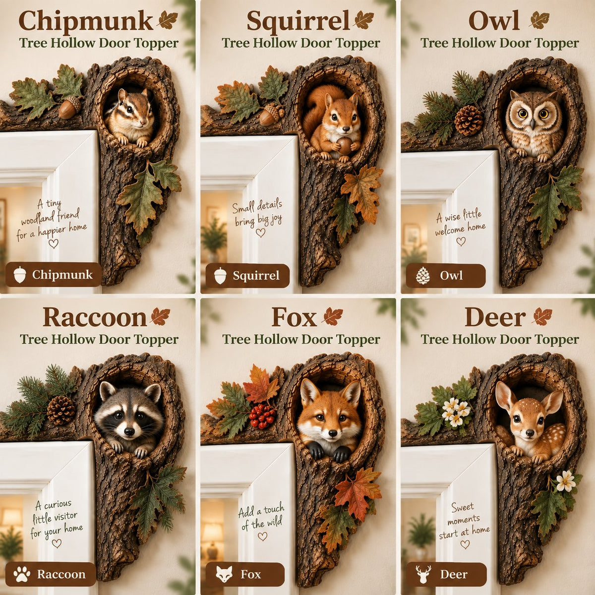 ⏰ Last Day 50% OFF 🐿️ Tree Hollow Chipmunk Door Topper – Bring Woodland Whimsy Home 🍂✨