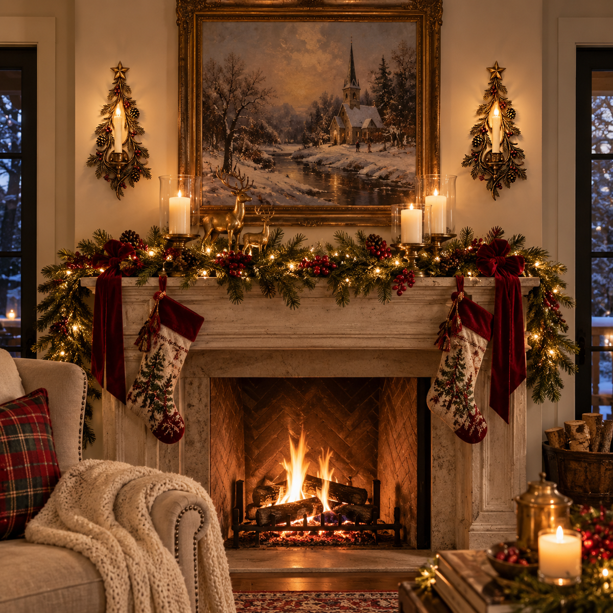 🕯️🎄 Christmas Candle Tree Wall Sconce – Rustic Evergreen Holiday Decor