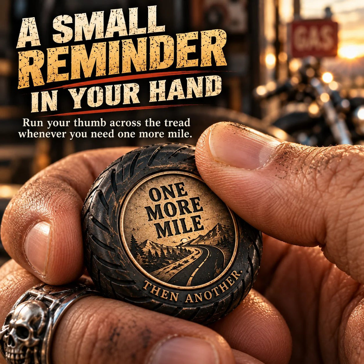 🏍️ 🛞 One More Mile Rider Pocket Hug – Ride Safe, Come Home Keepsake