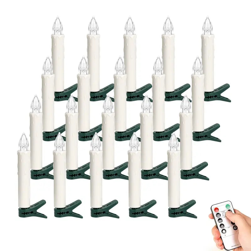 🕯️🎄 Flameless Christmas Candle Clip Lights – Remote-Controlled Holiday Glow