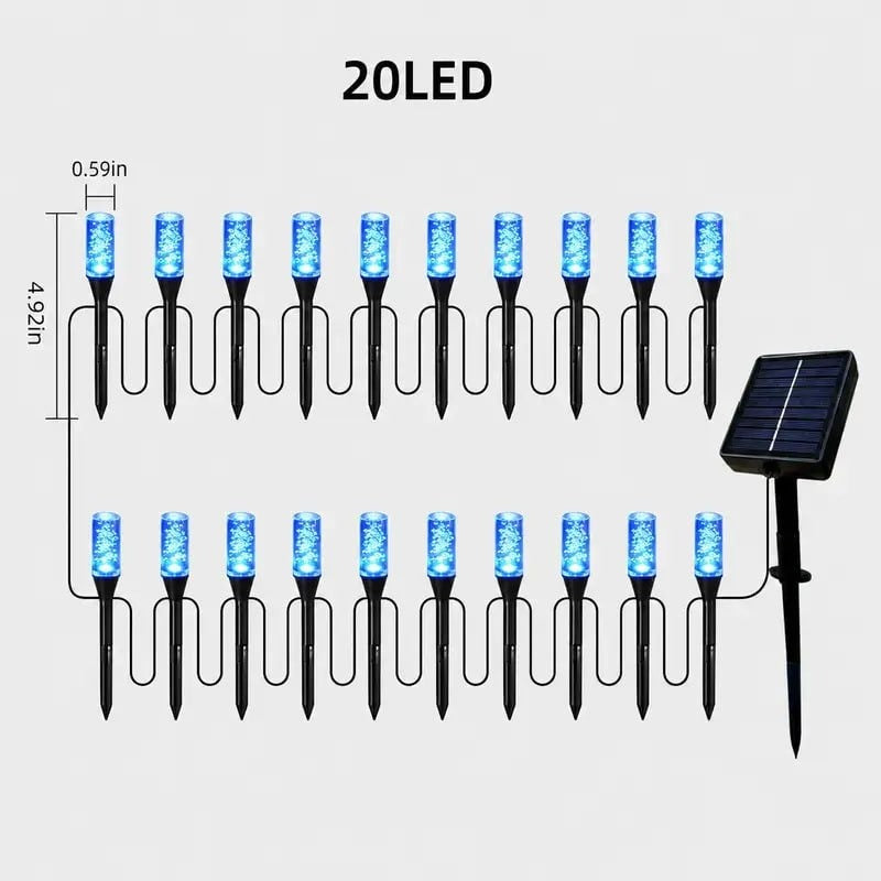 ✨💙 Solar Bubble Path Lights – 20-Light Blue Glow Border with 8 Modes
