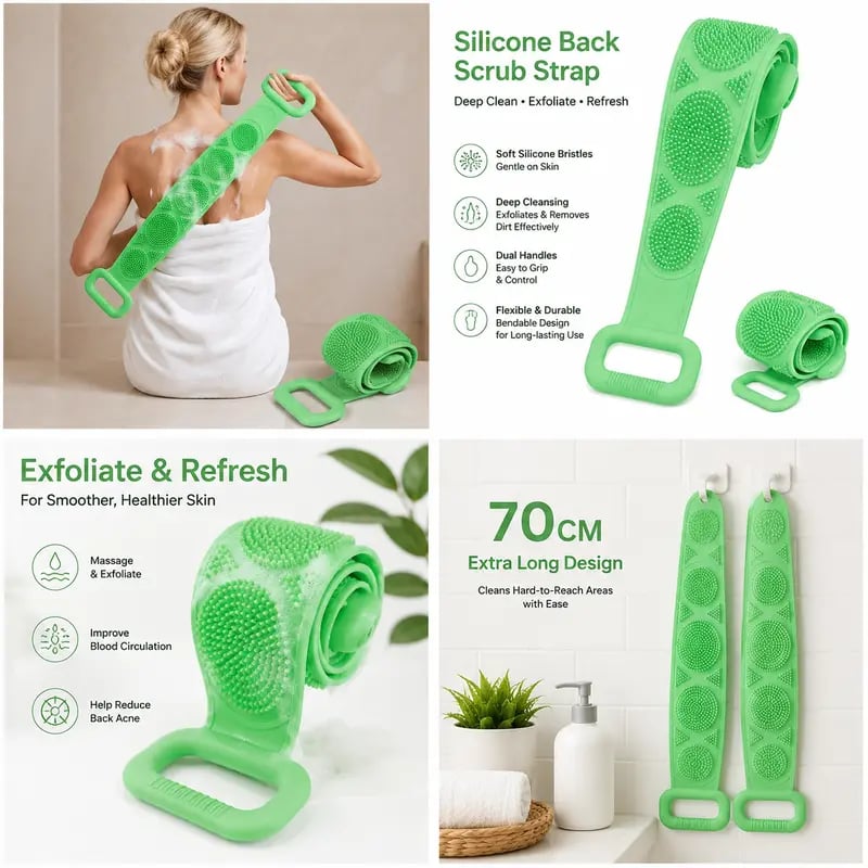 🔥BUY 1 GET 1 FREE 🚿 2-in-1 Silicone Back Scrubber