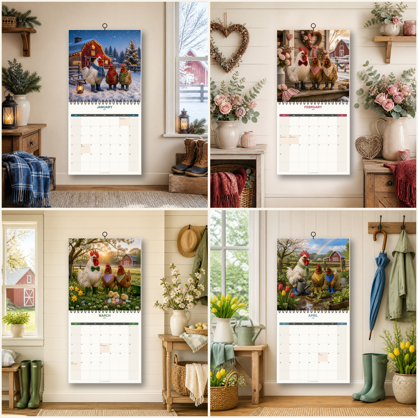 Funny Chickens 2027 Calendar