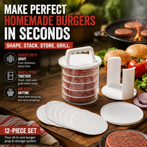 🍔 Burger Patty Press Kit – Perfect Homemade Burger Maker For BBQ & Grilling