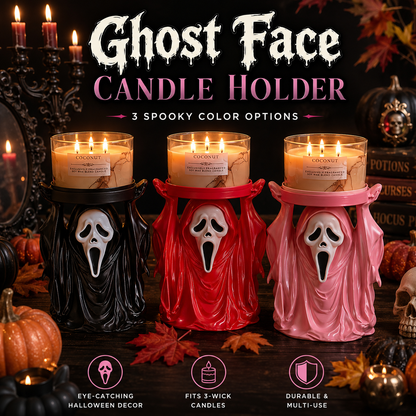 Ghost Face 3-Wick Candle Holder – Gothic Horror Décor for Halloween & Horror Lovers