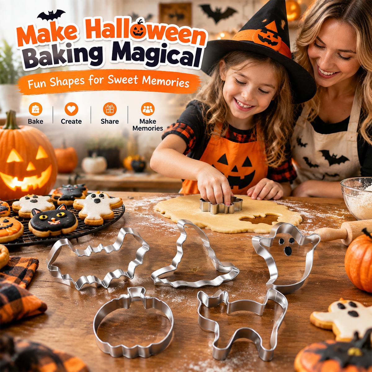 🎃 Spooky Bake Five™ | Halloween Cookie Cutter Set 👻