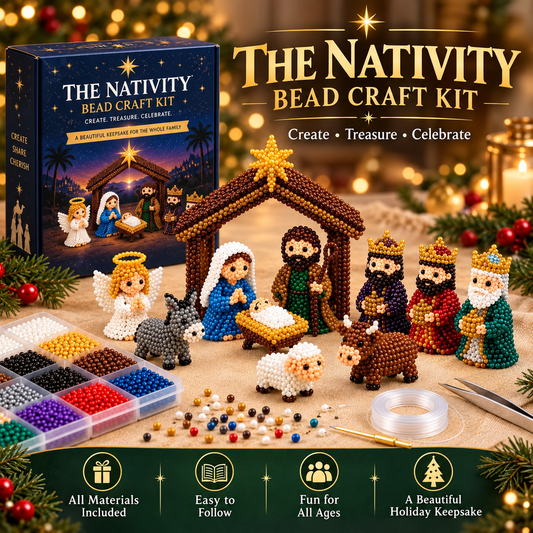 ✝️3D Beaded Nativity Collection DIY Kit – Handmade Christmas Faith Craft Set (8-Piece Set)