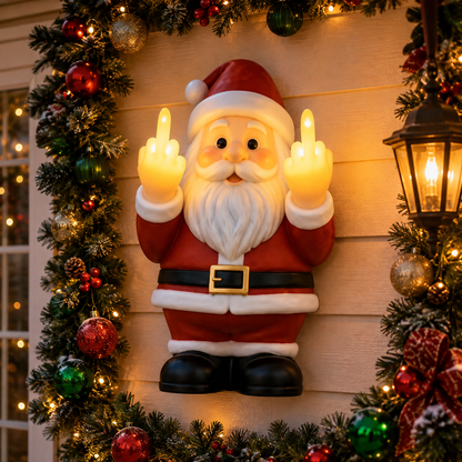 🎅 Naughty Light-Up Middle Finger Santa – Funny Christmas Wall Décor That Gets Everyone Talking