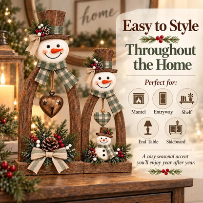 🤎☃️Rustic Vintage Snowman Tabletop Decor Set