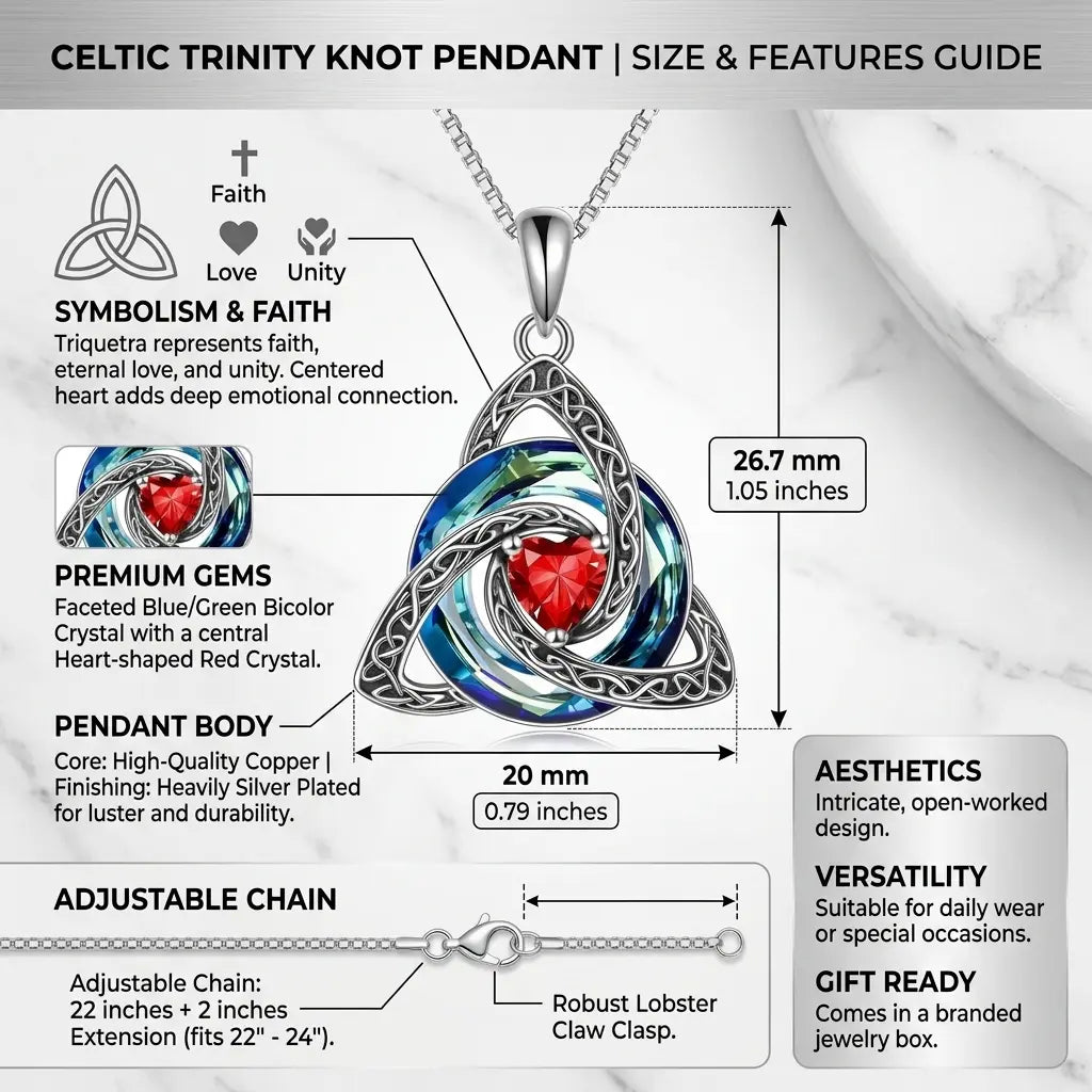 💎 Celtic Trinity Knot Birthstone Necklace – A Timeless Symbol of Love & Connection