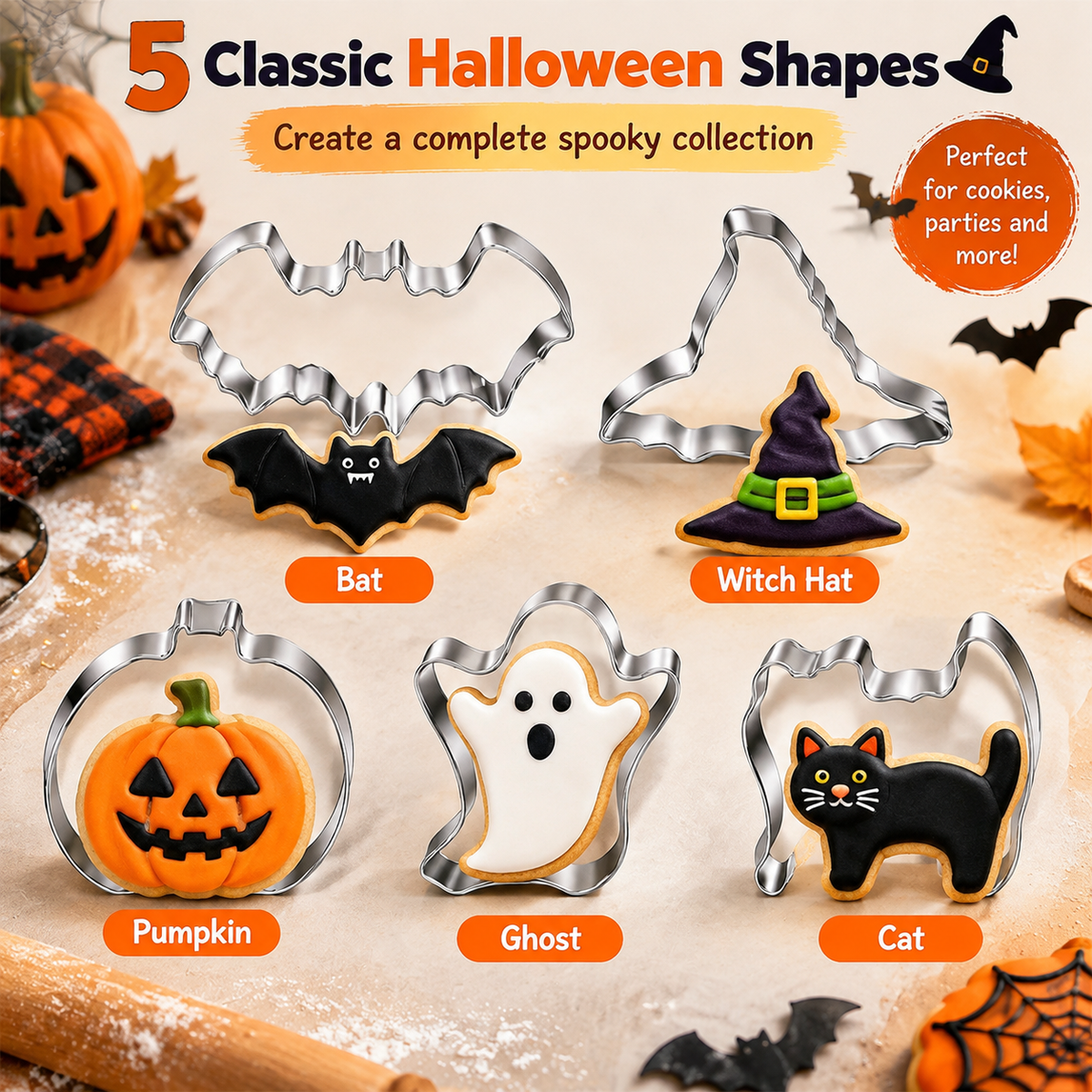 🎃 Spooky Bake Five™ | Halloween Cookie Cutter Set 👻