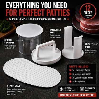 🍔 Burger Patty Press Kit – Perfect Homemade Burger Maker For BBQ & Grilling