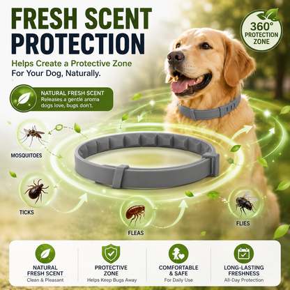 🔥 49% OFF TODAY 🐾Fresh Scent Adjustable Pet Bug Repellent Collar for Dogs & Cats