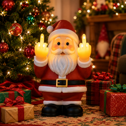 🎅 Naughty Light-Up Middle Finger Santa – Funny Christmas Wall Décor That Gets Everyone Talking