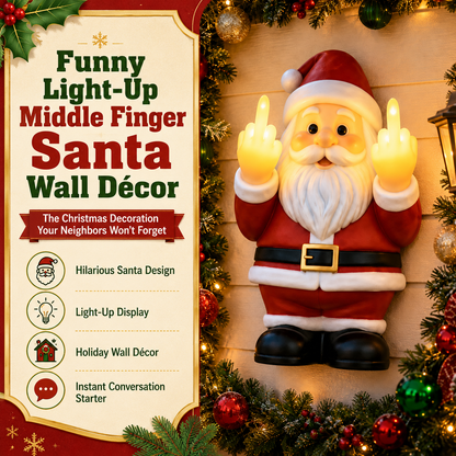 🎅 Naughty Light-Up Middle Finger Santa – Funny Christmas Wall Décor That Gets Everyone Talking