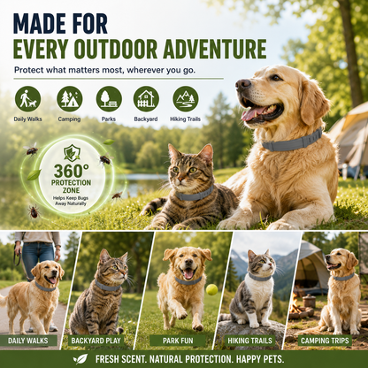 🔥 49% OFF TODAY 🐾Fresh Scent Adjustable Pet Bug Repellent Collar for Dogs & Cats