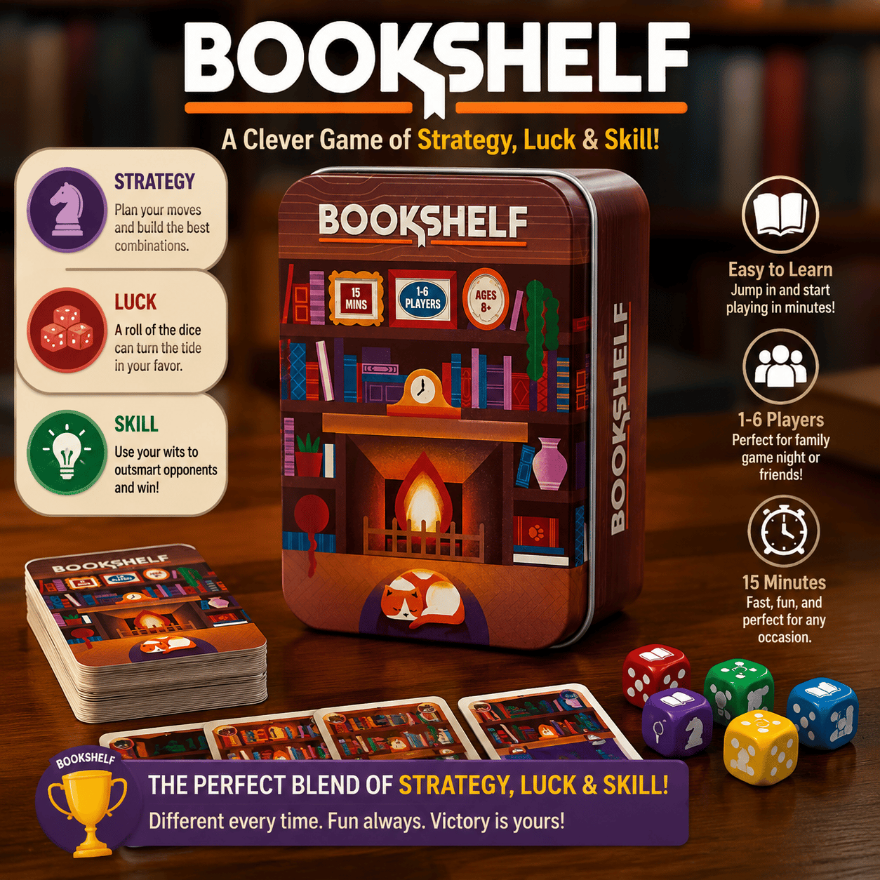 📚🎲Bookshelf Balance Stacking Game in Travel Tin