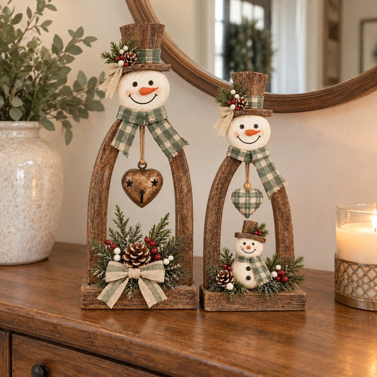 ☃️ Hearthside Snowmen | Rustic Christmas Tabletop Duo 🤎