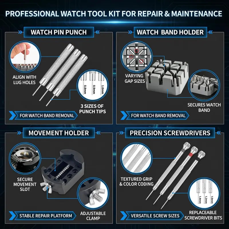 151-in-1 Watch Repair Tool Kit – Professional Watch Band & Battery Replacement Set