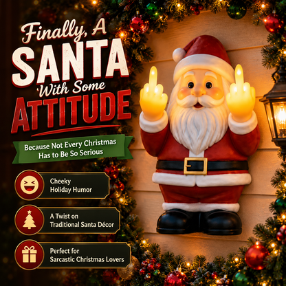 🎅 Naughty Light-Up Middle Finger Santa – Funny Christmas Wall Décor That Gets Everyone Talking