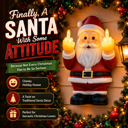 🎅 Naughty Light-Up Middle Finger Santa – Funny Christmas Wall Décor That Gets Everyone Talking