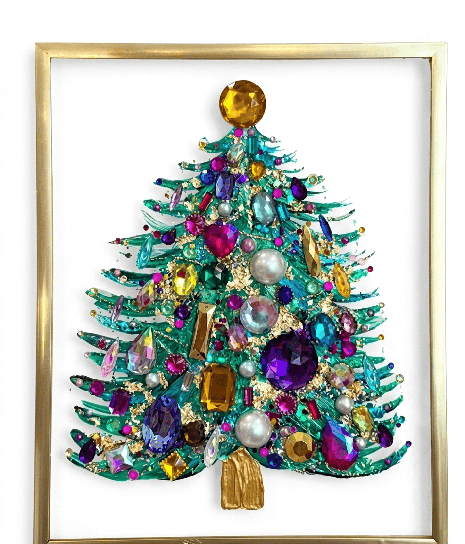 🎄 Gemstone Christmas Tree Stained Glass Art — Bring Magical Christmas Sparkle Into Your Home ✨