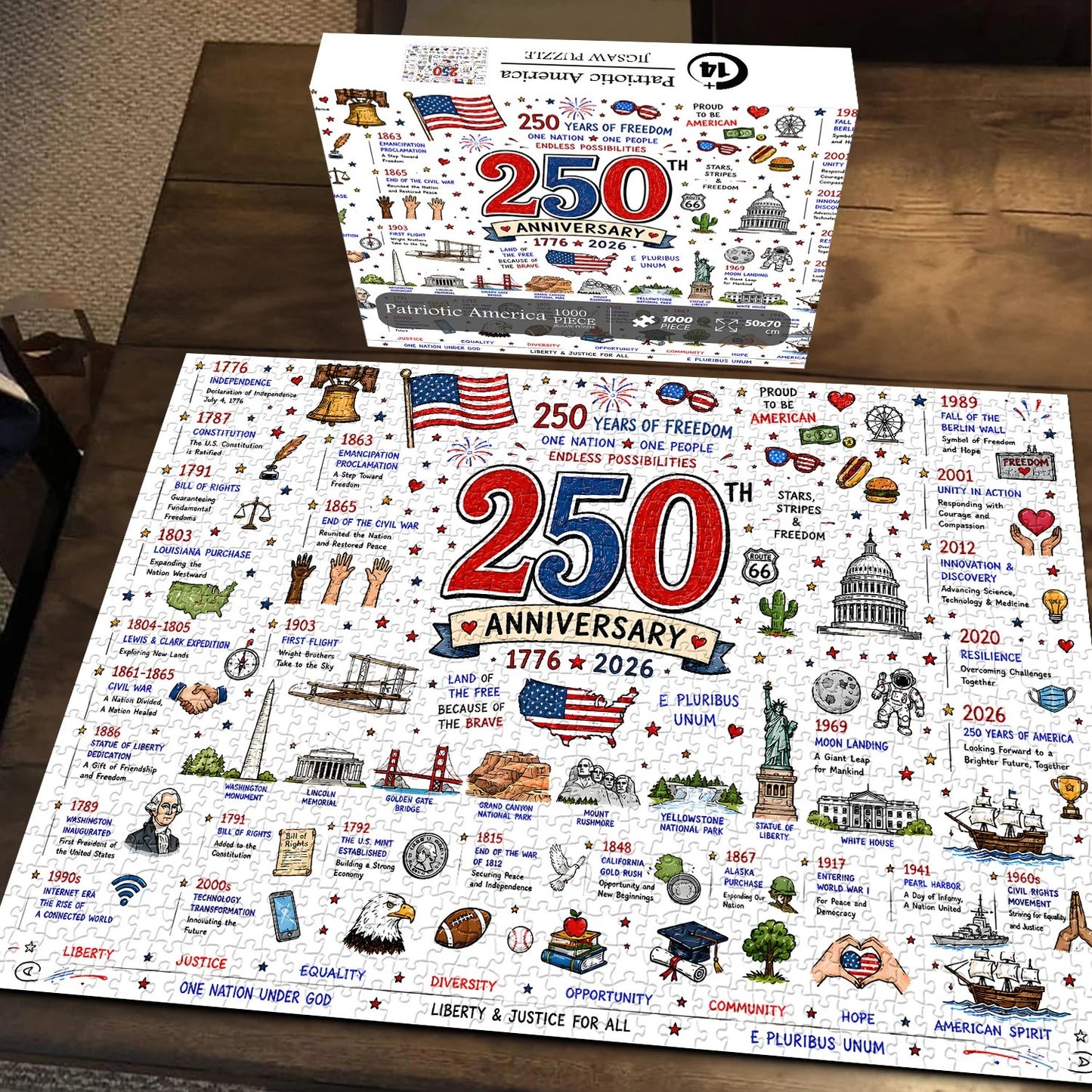 🧩🦅 Patriotic America 1000-Piece Puzzle – A Tribute to Freedom🎁 Buy 2 Free Shipping