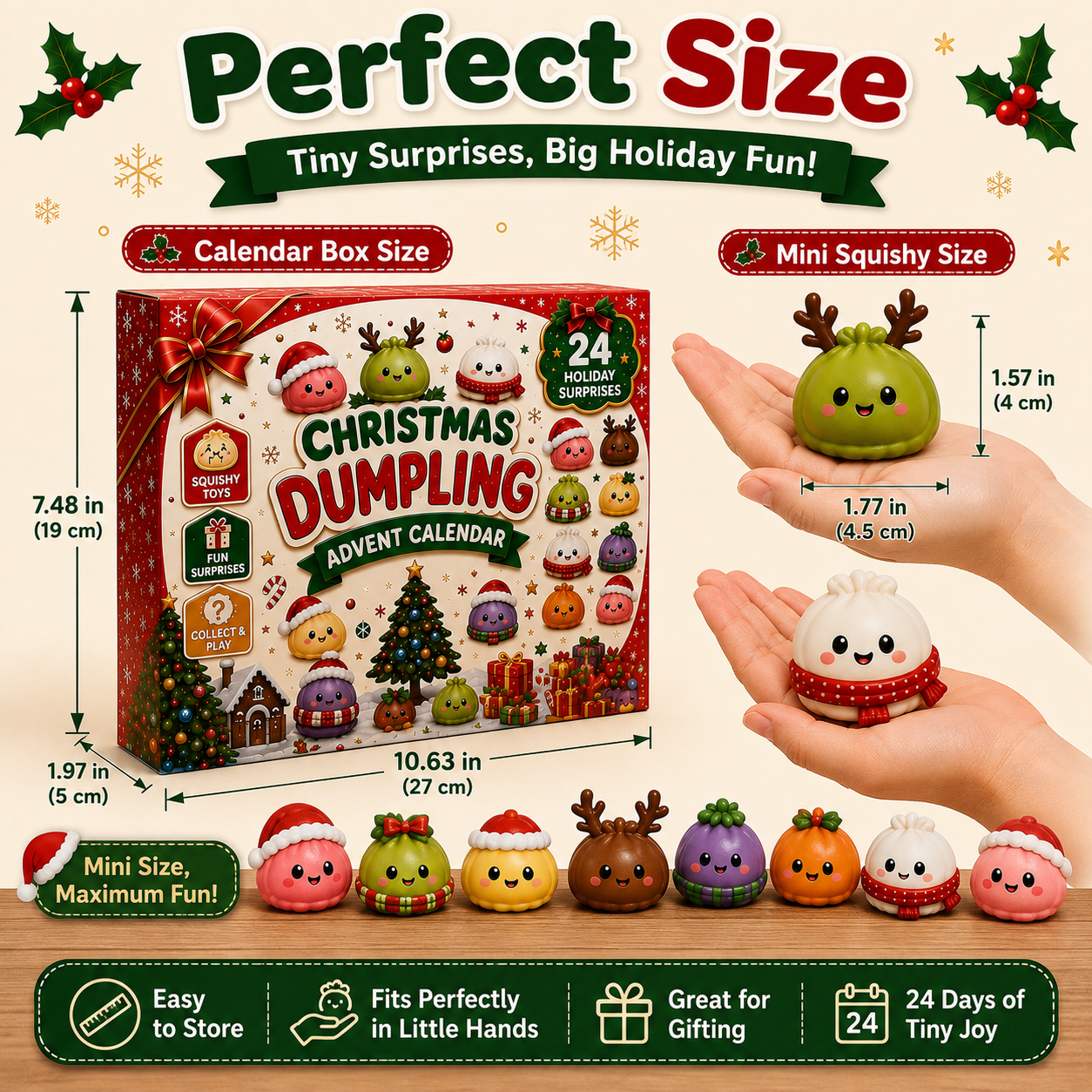 🎅🥟 24-Day Christmas Dumpling Squishy Advent Calendar – 24 Cute Surprises to Collect & Squeeze