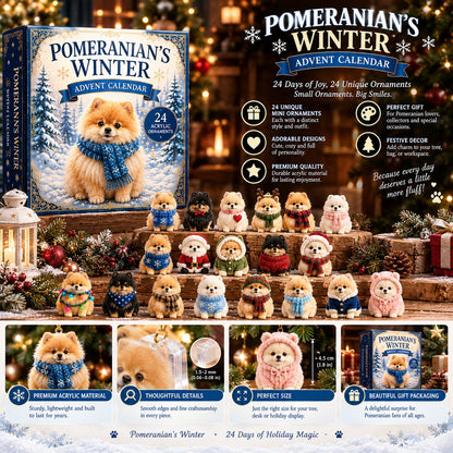 Winter Pomeranian Advent Calendar 2026 – 24 Acrylic Charms