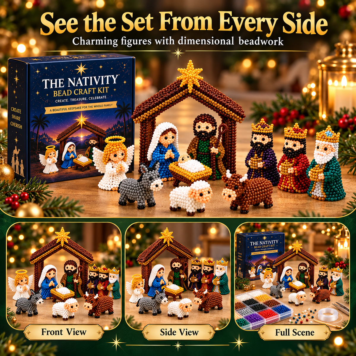 ✝️3D Beaded Nativity Collection DIY Kit – Handmade Christmas Faith Craft Set (8-Piece Set)