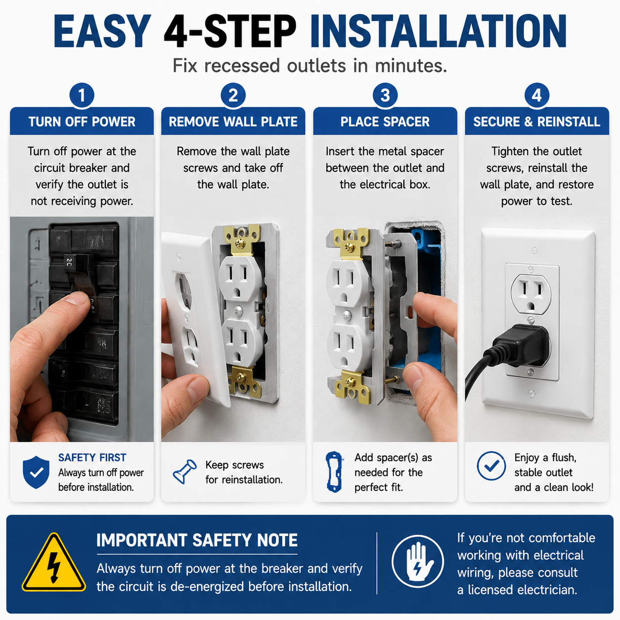🔌 10-Piece Metal Outlet Leveling Spacers – Recessed Electrical Outlet & Switch Repair🔧