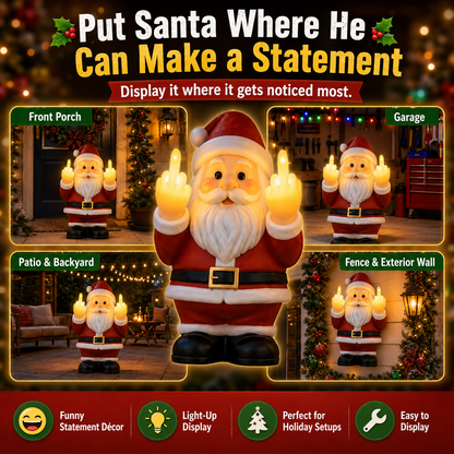 🎅 Naughty Light-Up Middle Finger Santa – Funny Christmas Wall Décor That Gets Everyone Talking