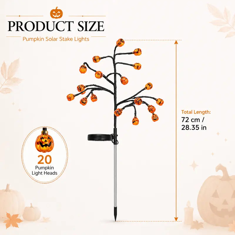 🎃 Solar Pumpkin Stake Lights for Halloween & Fall Yard Decor ✨