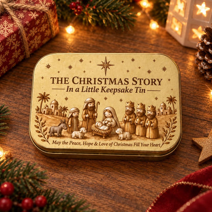 ✝️✨ Mini Nativity Keepsake Tin – Pocket-Sized Christmas Scene Set