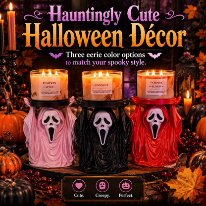 Ghost Face 3-Wick Candle Holder – Gothic Horror Décor for Halloween & Horror Lovers