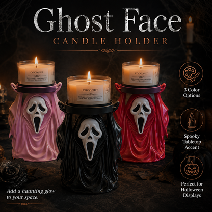 Ghost Face 3-Wick Candle Holder – Gothic Horror Décor for Halloween & Horror Lovers