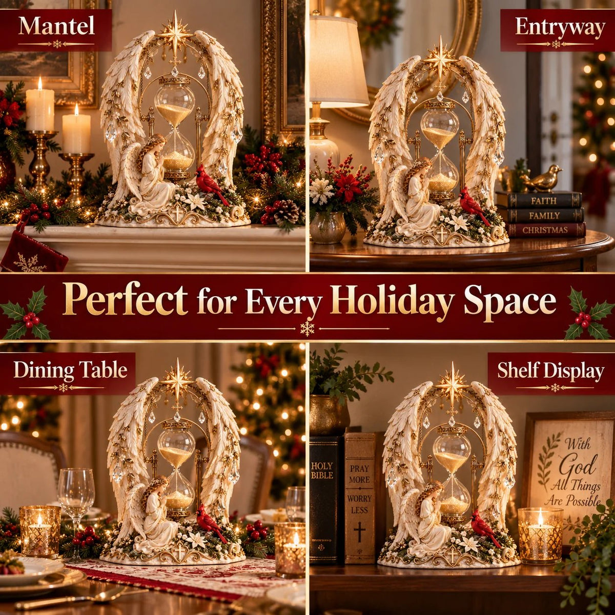 ✨ Christmas Through an Angel’s Eyes | Illuminated Hourglass Centerpiece