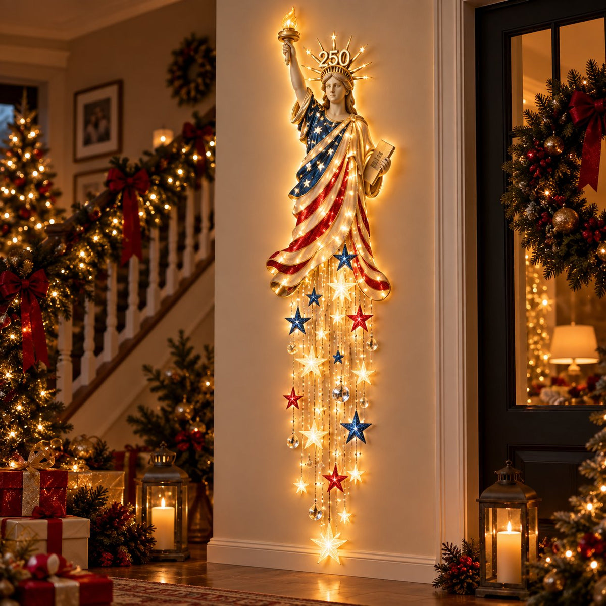🇺🇸🗽 Liberty 250 Starfall™ | Glowing Patriotic Anniversary Wall Decor ✨