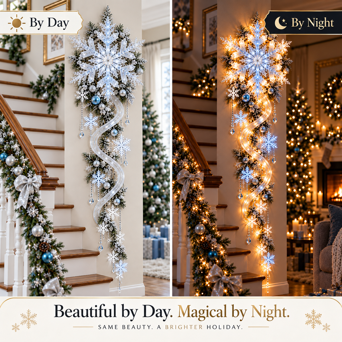 ❄️ Midnight Blizzard Trail™ Giant Snowflake Wall Light