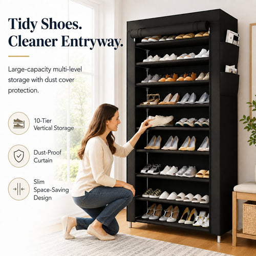 👟 Home Organization Sale 50% OFF —👟✨ SpaceSmart Shoe Cabinet – Dust Covered Vertical Storage Organizer