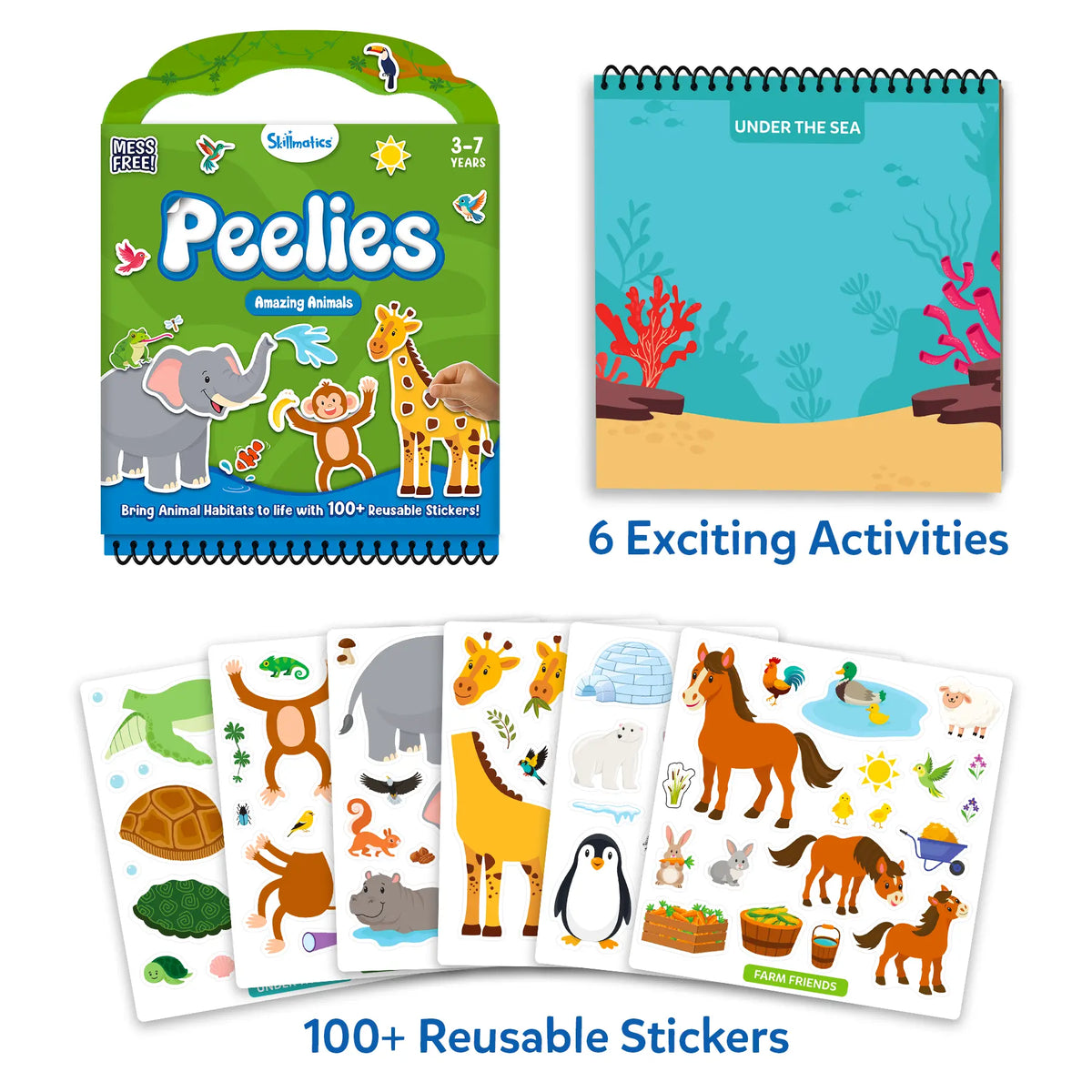 🎨 Reusable Sticker Activity Book - 100+ Stickers, 6 Creative Scenes