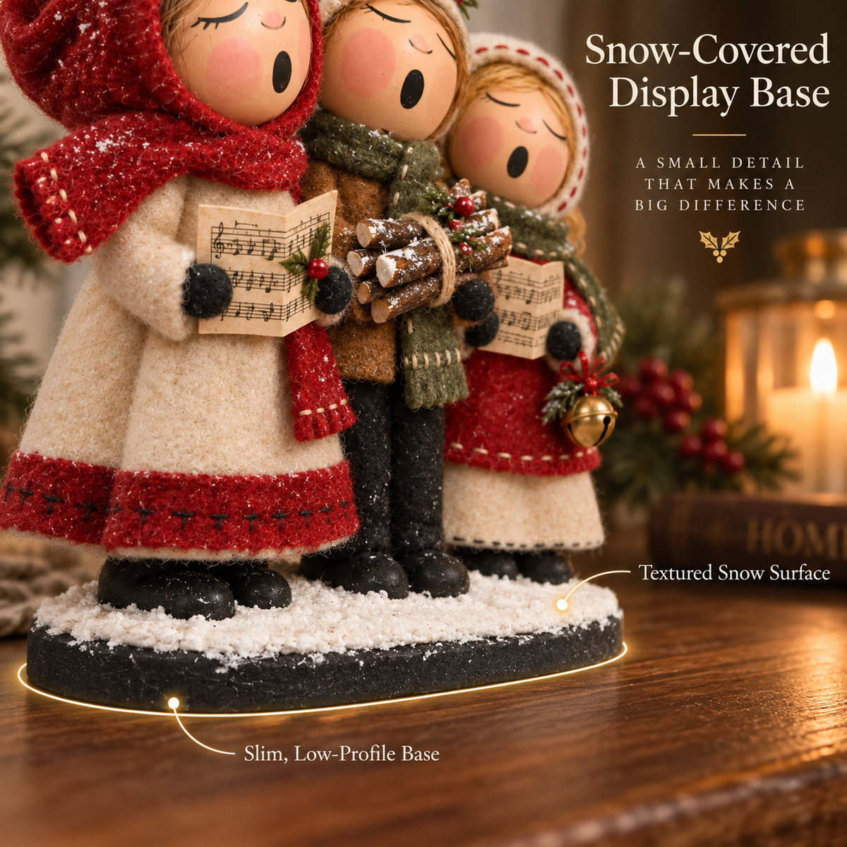 🎶🎄 Christmas Caroling Trio – Vintage Farmhouse Tabletop Decor
