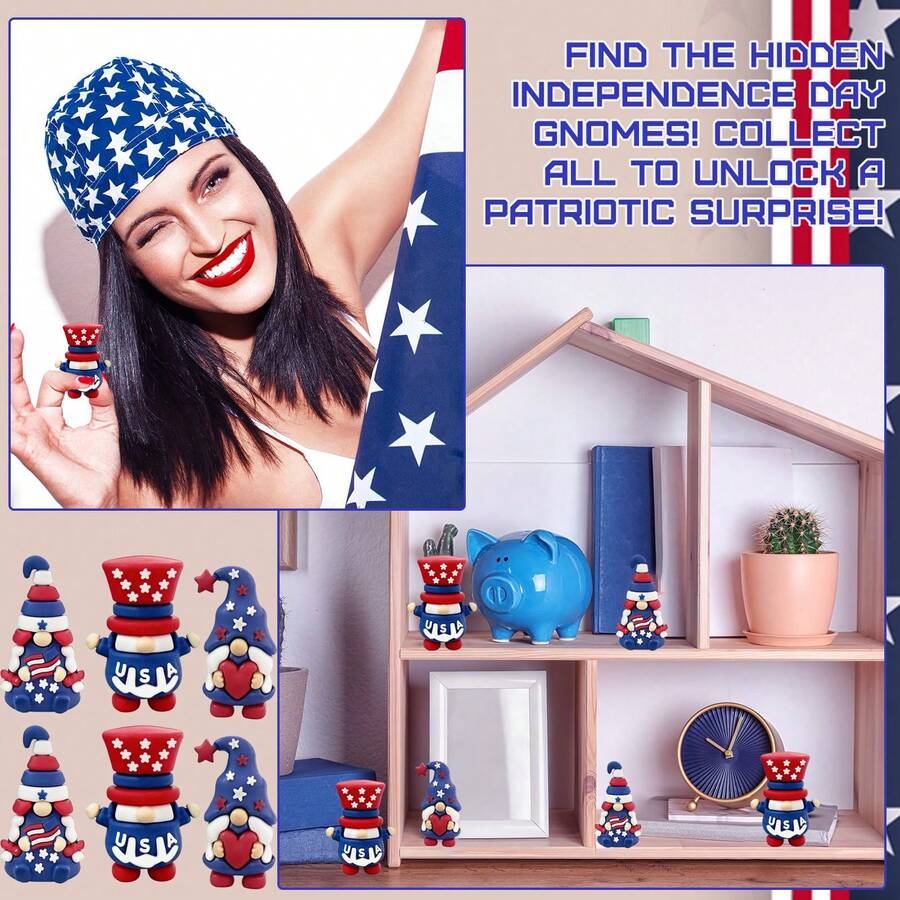 🇺🇸 4th of July Patriotic Gnome Figurines Independence Day Home Decor