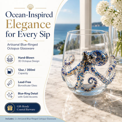 🔥Last Day 49% OFF🌊Handcrafted Blue Ringed Octopus Art Glass Cup